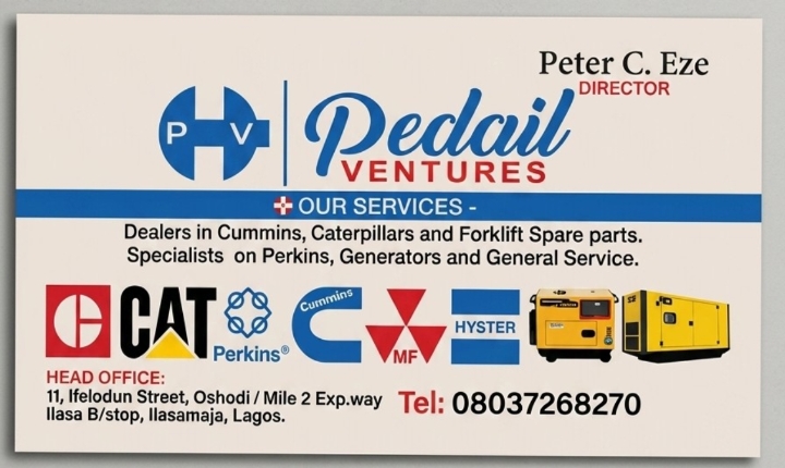 Pedail Ventures business card — Peter C. Eze, Director